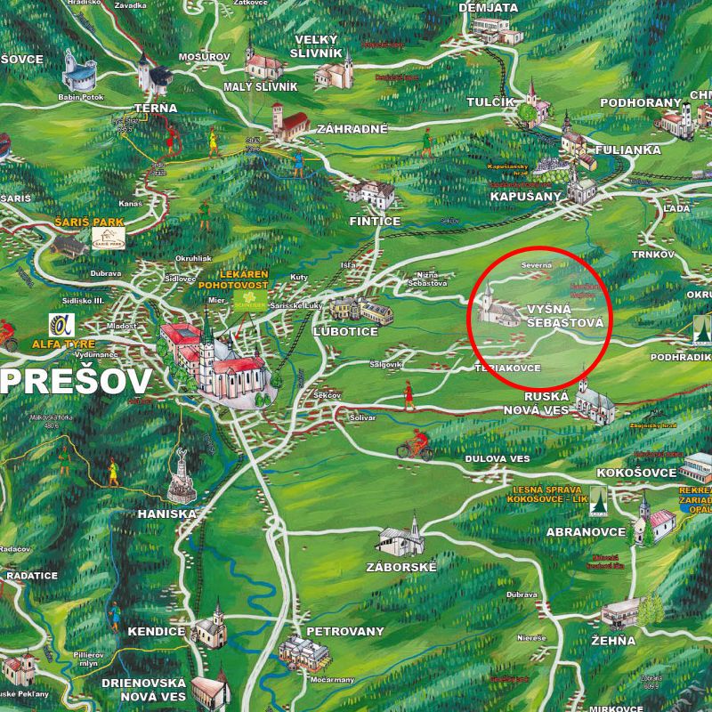 Vyšná Šebastová na mape